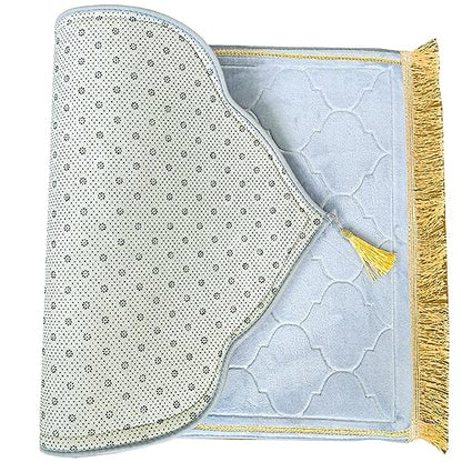 Muslim Prayer Mat, Thick Soft Velvet Muslim Rug, Portable Muslim Prayer Rug, Turkish Prayer Carpet,Janamaz Sajada Carpet for Men and Women Plain Solid Prayer Mat Ramadan Eid Gift.-Light Grey - color: Light Grey