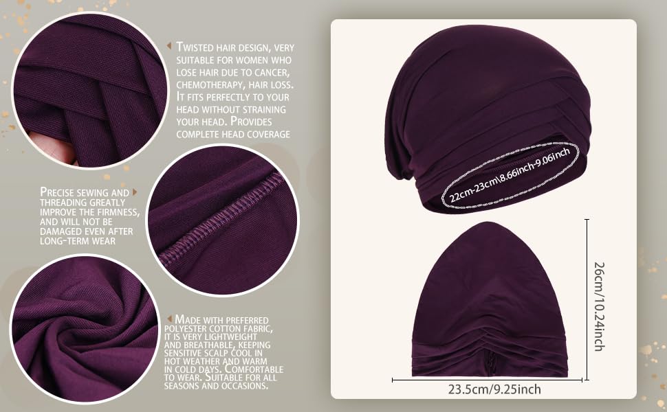 Fxhixiy Women Hijab Chemo Skullies Beanie, Twisted Turban Cap, Cancer Hair Cover Headwrap - color: Black