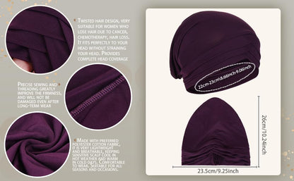 Fxhixiy Women Hijab Chemo Skullies Beanie, Twisted Turban Cap, Cancer Hair Cover Headwrap - color: Black