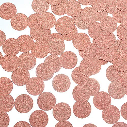 Glitter Confetti Circle Dots for Table Wedding Birthday Party Decoration, 1.2 inch in Diameter (rose gold glitter,200pc) - color: Rose Gold
