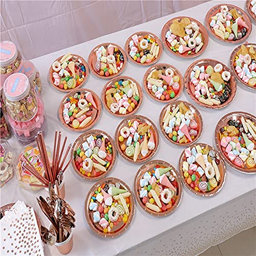 200 Pieces Solid Rose Gold Party Supplies - Rose Gold Paper Plates & Napkins Cups Silverware Serves 25 Sets for Wedding Bridal Shower Engagement Birthday Parties (Rose gold) - color: Rose Gold