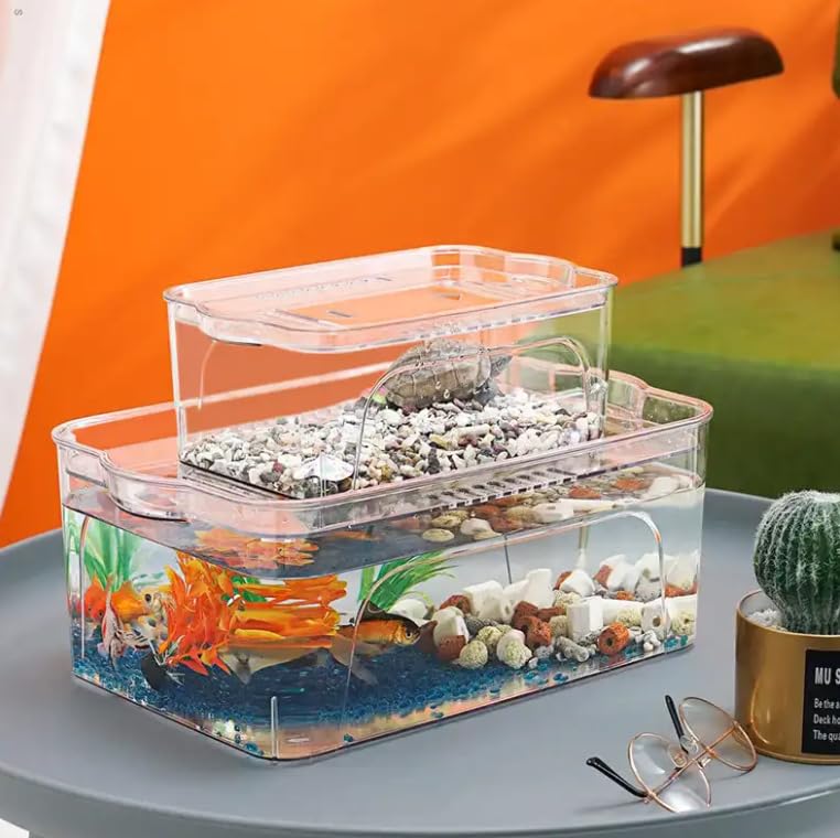 Plastic Aquarium - Stackable Fish Tank - Ultra Clear Plastic - Lid Included (4.35 Gallons)