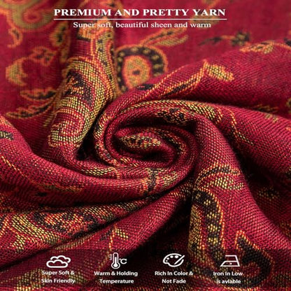 TUSHUSTY Pashmina Feel Shawls Wraps Rave Scarf for Women Soft Silky Reversible Men Scarves Hijab - color: Burgundy