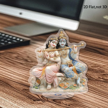 YLUYINOM 2D Flat Acrylic Display Plaque, Divine Radha and Krishna Figures On A Decorative Base with Intricate Jewelry and Serene Expressions. Rotatable, with Base - color: Picture 22