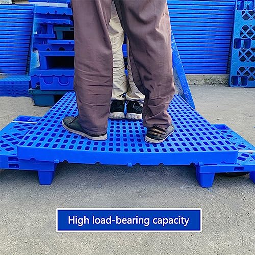Display Pedestal Stand Plastic Pallet, Indoor/Outdoor Cold Warehouse Shipping Pads, Garage, Easy to Stack-Blue-2 Pack-90x30x3
