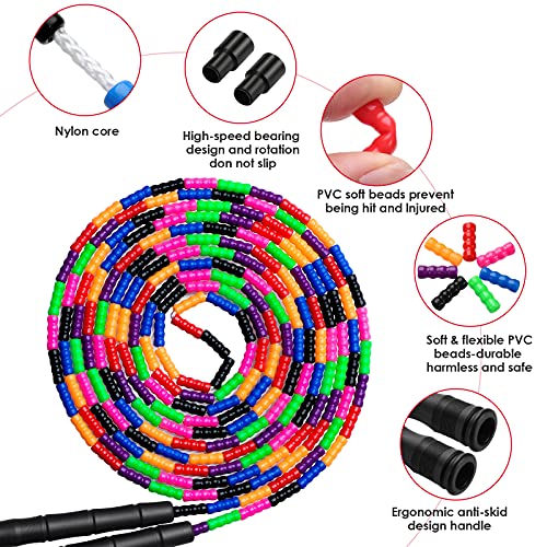 Double Dutch Jump Rope Long Jump Rope 16 FT 1 Pack/2 Pack, Adjustable Soft Beaded Diy Jump Rope for Kids Adult Long Enough for 5-6 Jumpers - color: Black-2 Pack