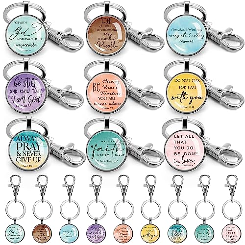 Fumete Christian Keychain Bulk Bible Verse Religious Scripture Quote Inspirational Key Rings Gift for Women Men Church Pastor - style: Religious