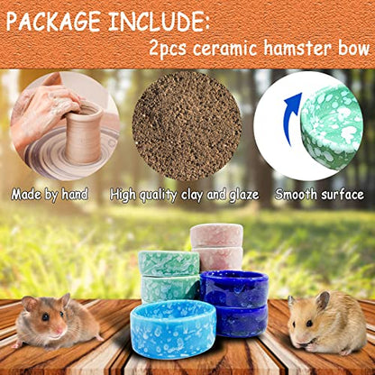 kathson 2 Pcs Hamster Food Bowl Guinea Pig Ceramic Water Bowl Small Animal Feeding Dish for Dwarf Hamster Gerbil Syrian Ferret Hedgehog Chinchilla Bunny (Navy)… - color: Navy, size: 2Pcs:S