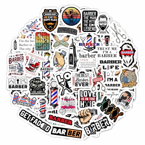 100Pcs Barber Stickers, Barbershop Stickers for Water Bottle & Laptop Decals - Barber Party Supplies, Barbershop Accessories, Decorations & Supplies, Gifts for Women & Men - color: Barber Stickers