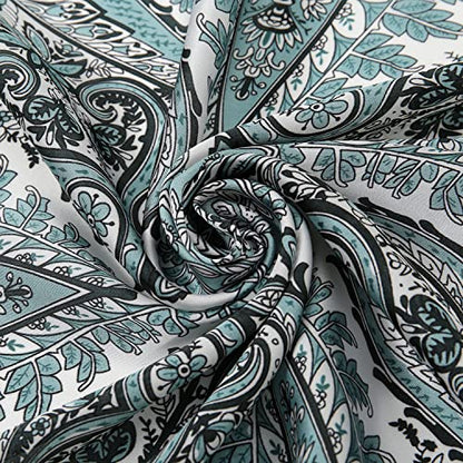 RIIQIICHY Women Head Hair Scarf Like Satin Silk Scarf Sleeping Hair Wrapping Night 27.5" - color: Black/White/Turquoise