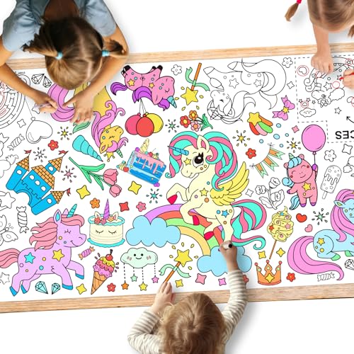 Gatherfun Unicorns Birthday Party Giant Coloring Poster - 31.5X 72 Inches - Versatile Classroom Wall Décor & Unicorns Birthday Decorations-Poster or Table Cover for School Parties and Special Events - color: Unicorn