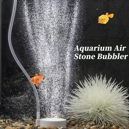 Fish Tank Bubblers Air Stone, Nano Air Disk Stone, Oxygen Diffuser for Air Pump, Air Stone Aquarium Kit, 1.97 Inch, 1 Set