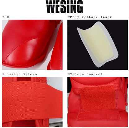 Wesing Karate Shin Instep Guard WKF Karate Shin Pad - color: Red, size: Small