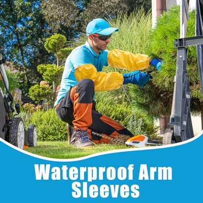 Yzurbu 2 Pairs Arm Sleeves Covers, Soft Waterproof Oil-proof Sleeves Protector for Arm with Elastic on Cuffs - color: Yellow - 2 Pairs