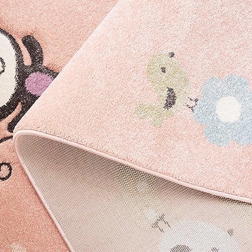 SAFAVIEH Carousel Kids Collection Area Rug - 3' Round, Blush Pink, Geometric Design, Ideal for High Traffic Areas in Living Room, Bedroom, Dining (CRK120U) - color: Blush Pink, size: 3' (Round)