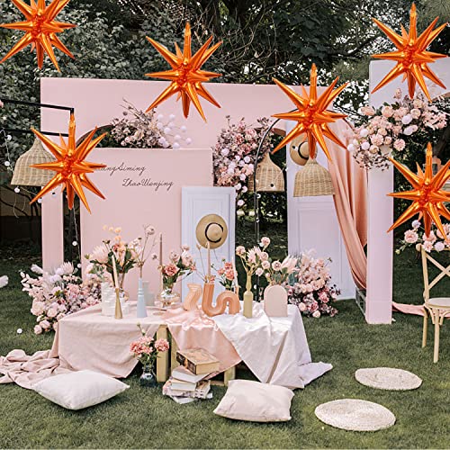 6 Pcs Orange Star Foil Balloons One-Piece 14-Pointed Star Balloon 4D Starburst Cone Mylar Balloon 22inch Christmas Birthday Wedding Wedding Anniversary Party Supplies(Orange) - color: 22 Inches Orange