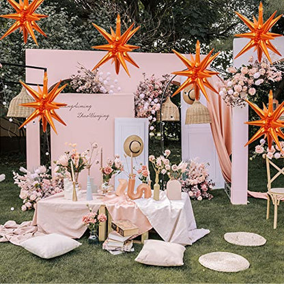 6 Pcs Orange Star Foil Balloons One-Piece 14-Pointed Star Balloon 4D Starburst Cone Mylar Balloon 22inch Christmas Birthday Wedding Wedding Anniversary Party Supplies(Orange) - color: 22 Inches Orange
