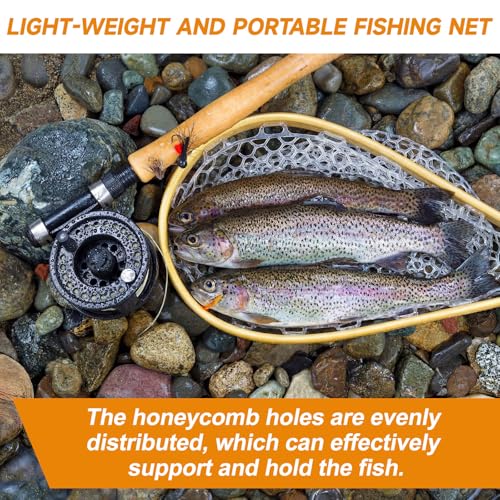 2Pcs Rubber Fishing Net Replacement Netting Without Handle Fly Fish Landing Nets Bag Foldable Trout Net Rubber Mesh for Freshwater Saltwater - color: White