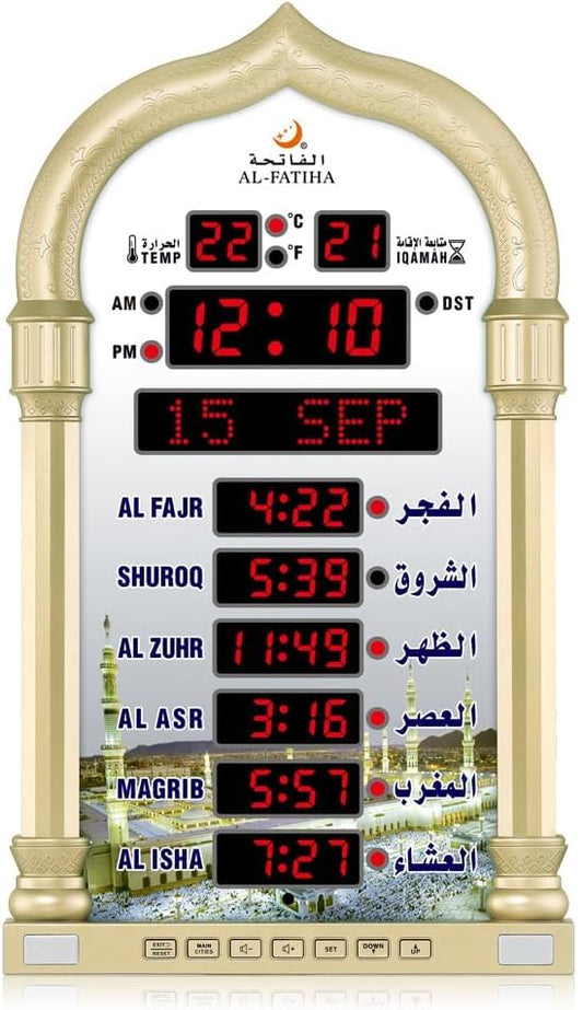 Azan Clock, LED Muslim Prayer, Athan Wall, Reading Home/Office/Mosque Digital Azan Home Decor (Gold) (Gold)