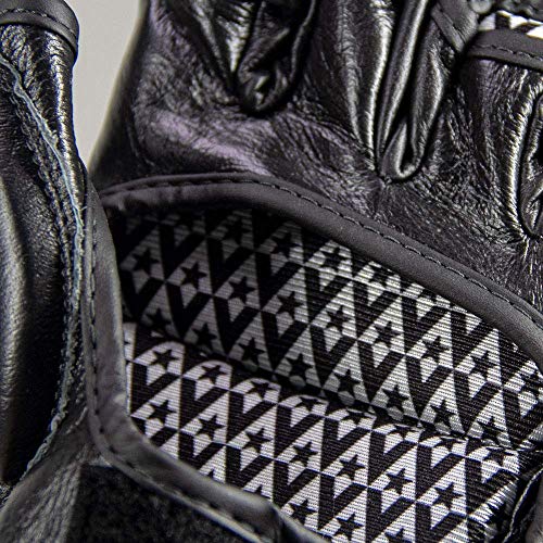 Revgear Pro Series Deluxe Leather MMA Glove | Gel Sparring Gloves | Double Padding | Extra Wrist Protection (Black, Small)
