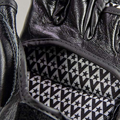 Revgear Pro Series Deluxe Leather MMA Glove | Gel Sparring Gloves | Double Padding | Extra Wrist Protection (Black, Small)