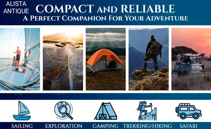Be Strong and Courageous for The Lord Engraved Brass Antique Compass with Leather Case - Joshua 1:9 Brass Pocket Compass Camping & Hiking Compass for Birthday, Anniversary, Graduation, Baptism (X)