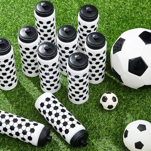 Yaomiao 12 Pcs Soccer Water Bottles Bulk 20 oz Reusable Squeeze Water Bottles Sports Ball Cup Accessories for Sports Party Team Gifts
