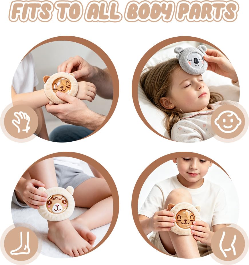 Hilph Kids Ice Packs for Boo Boos, FSA Eligible, HSA Approved, 3 Gel Toddler Cold Packs with Cute Cover for Injuries Reusable, Hot Cold Compress for Pain Relief, Toothache, Wisdom Teeth, Fever - style: B-Koala&Alpaca&Cat