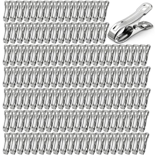 200Pcs Stainless Steel Garden Clips, Large Open Metal Clamps for Greenhouse Hoops, 2" Fix Plant Cover Shade Cloth Netting Tarp, Tight Grip Weatherproof Gardening Supplies