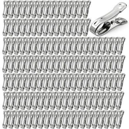 200Pcs Stainless Steel Garden Clips, Large Open Metal Clamps for Greenhouse Hoops, 2" Fix Plant Cover Shade Cloth Netting Tarp, Tight Grip Weatherproof Gardening Supplies