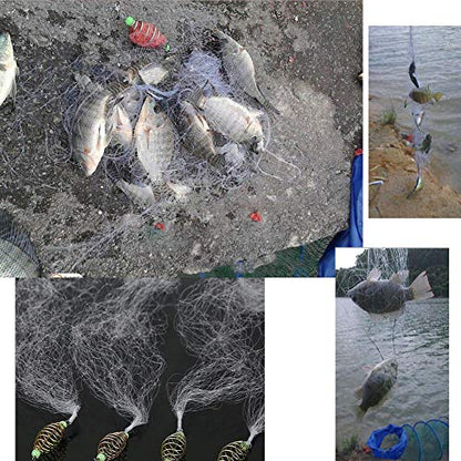 Demeras Spin Network Bait Fish Net Outdoor Nylon Cast Hand Throw Fishing Mesh Hand Casting Bait Fish Net for Bait Trap Fish(10 mesh)