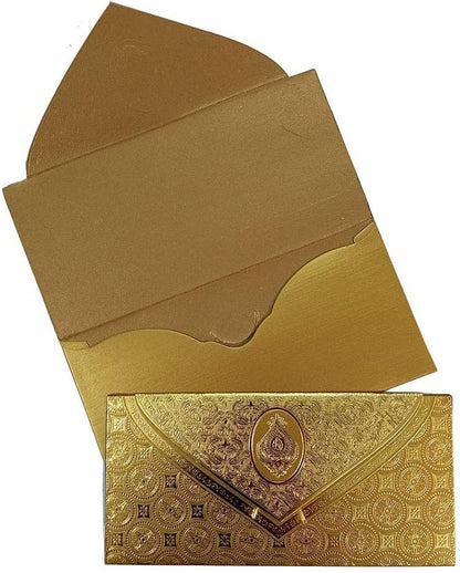 Shagun Envelopes Money Cash Gift 3 Fold Gold Design Envelope (10 piece) for Indian Wedding / Diwali / Birthday / Anniversary
