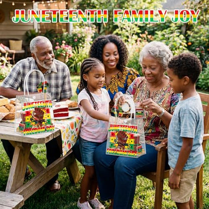 Aliceset 24 Pcs Juneteenth Clear Gift Bags with Handle for Freedom Day Party, African American June 19th Celebration Favor Goodie Bags, 6.31" x 5.91" x 3.15" - style: Juneteenth
