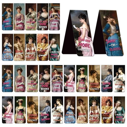 Funny Girl Magnetic Bookmarks, 30 Pcs Vintage Art Humor Book Marks Magnet Clips for Book Lovers, Cute Page Markers for Reading Women, Bookish Gifts for Journals Planner School Supplies - style: Funny Girl 02