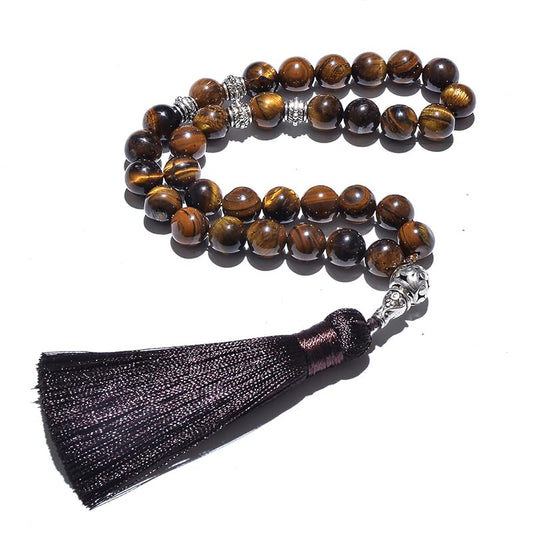 Tasbih Prayer Beads Allah & Muhammad Islamic Prayer Rosary Muslim Islam Misbaha Tasbeeh Sibha 99 Prayer Beads Necklace 33 Prayer Beads Bracelet - color: 10mm Tiger Eye
