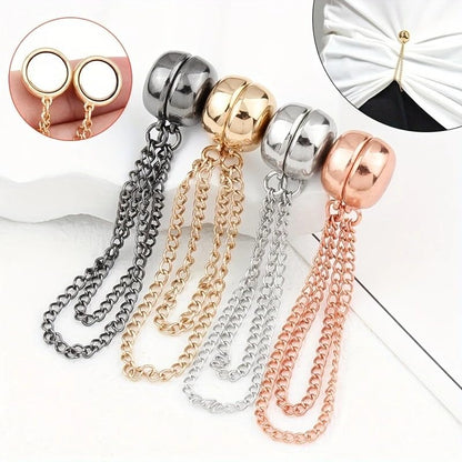 Magnetic Clothing Clips 4 Pack - Metal Magnetic Shirt Clips, T-Shirt Shortening Magnetic Closure Button for Pants/Sleeves/Collars - Bear Style