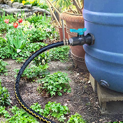 Rain Barrel Spigot PVC Faucet Kit Water Diverter Kit with Bulkhead Fitting, Ball Valve, Garden Hose Barb(16mm) Adapter, Pipe Clamps, Thread Tape, Hole Saw(for 16mm ID Hose) - size: For 16mm ID hose