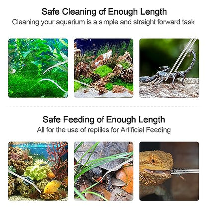 Aquarium Tweezers Extra Long 15 inches Feed Tong clamps - FEITA Straight and Curved Stainless Steel 38cm Tweezers Set for Fish Tank Plants Aquascape Tools & Reptile Feeding Tongs - Sliver 2Pcs - color: Sliver 2pcs