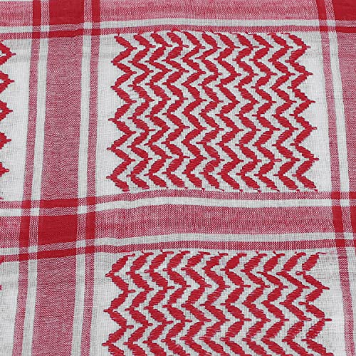 PENINSULA LOVE Men Arab Shemagh keffiyeh Scarf Muslim Turban Middle East Desert Hijab Head Wrap Shemagh with Aqel Rope 54x54 - color: Red
