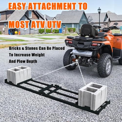 8 FT Drag Harrow Driveway Grader with 6 FT Chain, Heavy Duty Driveway Drag, Tow Behind Lawn Rake for ATV, UTV, Tractor, Mower, Lawn Leveling Tool Gravel, Sand, Soil, Hay, Black - size: 8 Ft
