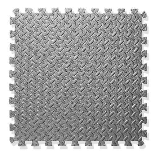 Philosophy Gym Pack of 6 Exercise Flooring Mats - 24 x 24 Inch Foam Rubber Interlocking Puzzle Floor Tiles - Gray - color: 24 Sq Ft, 1/2" Thick - Gray