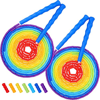 Supertrip Double Dutch Jump Rope Soft Beaded Jump Rope Long Jump Rope 16 FT, Jump Ropes For Women Adult Kids Adjustable Skipping Rope Long Enough for 4-5 Jumpers - color: Blue