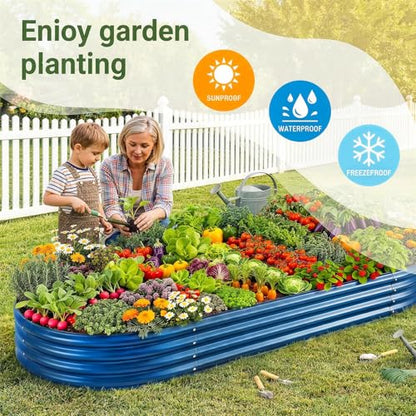 Land Guard 2 Pcs 6ft Metal Raised Garden Bed, 6 x 3 x 1 Galvanized Planter Raised Beds for Vegetables, Blue - color: 5-blue, size: 6×3×1ft(2pcs）
