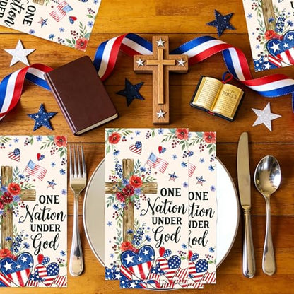 Rakuto 4th of July Patriotic Napkins Decorations, 100PCS Fourth of July Paper Napkins Party Decoration, Red White Blue Star Napkin for Memorial Day Election Day Independence Day Decor - style: 4th of July