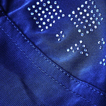 ZGMYC Women Shiny Rhinestones Muslim Hijab Elegant Long Turban Cap Head Wrap Scarf - color: Blue