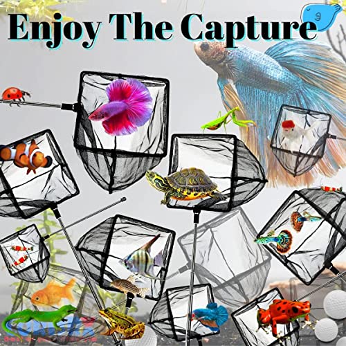 Aquarium Betta Fish Net Protect Delicate Fin, Soft Fine Deep Mesh Scooper w/Sturdy Extendable 7~14 Inch Stainless Steel Long Handle for Shrimp Fish Tank Small Pond & Pool - size: 5 Inch aquarium net