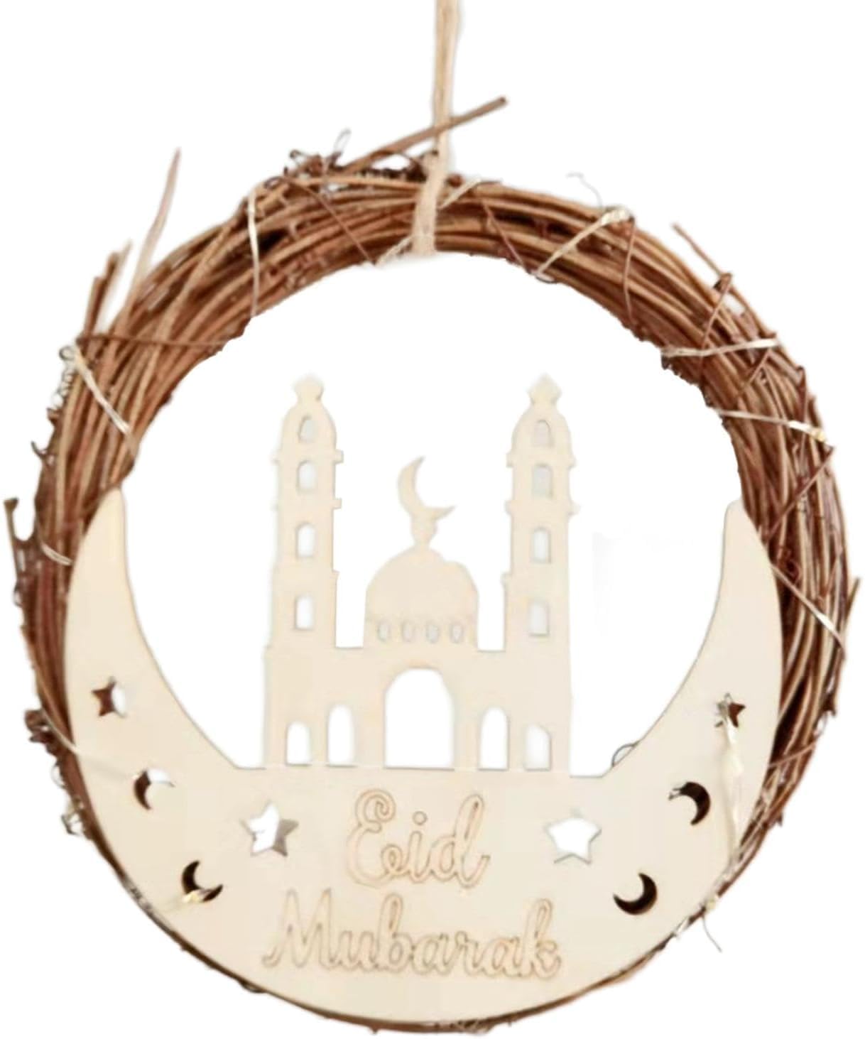 Ramadan Hanging Ornament Ramadan Advent Calendar Ornament Wooden Eid Calendars Decor Festival Ramadan Mubarak Hanging Pendant for Muslims Ramadan Islamic Decor - B