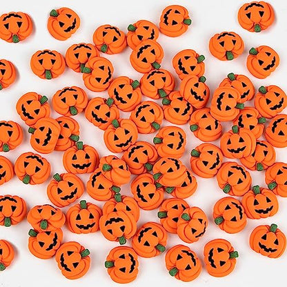 60 Pcs Halloween Resin Charms Pumpkin, DIY Mini Flatback Charms Pumpkin | Grimace Smile Pumpkins Miniature for Halloween Meeting, Phone Case, Fridge Table Decoration - style: MiniPumpkin 60PCS