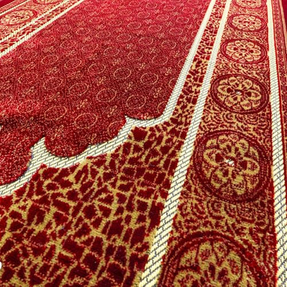 Muslim Prayer Rug, Soft Plush Thin Islamic Prayer Mat, Janamaz, Sajada, Praying Carpet, Islamic Gift for Men & Women, Islamic Mat, Bordeaux, Eid & Ramadan Gift with Prayer Beads, 26x43 inch - color: Bordeaux-pilgrim