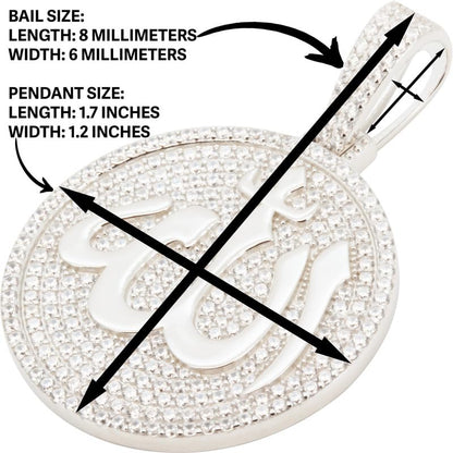 925 Sterling Silver 14K White/Yellow Gold Finish Allah Islamic Muslim Pendant 1.5MM Franco/2MM Moon Cut Bead Ball Chain Necklace For Women & Men 20″-24″ Fine Jewelry - color: PENDANT ONLY NO CHAIN, size: SILVER-PENDANT ONLY NO CHAIN